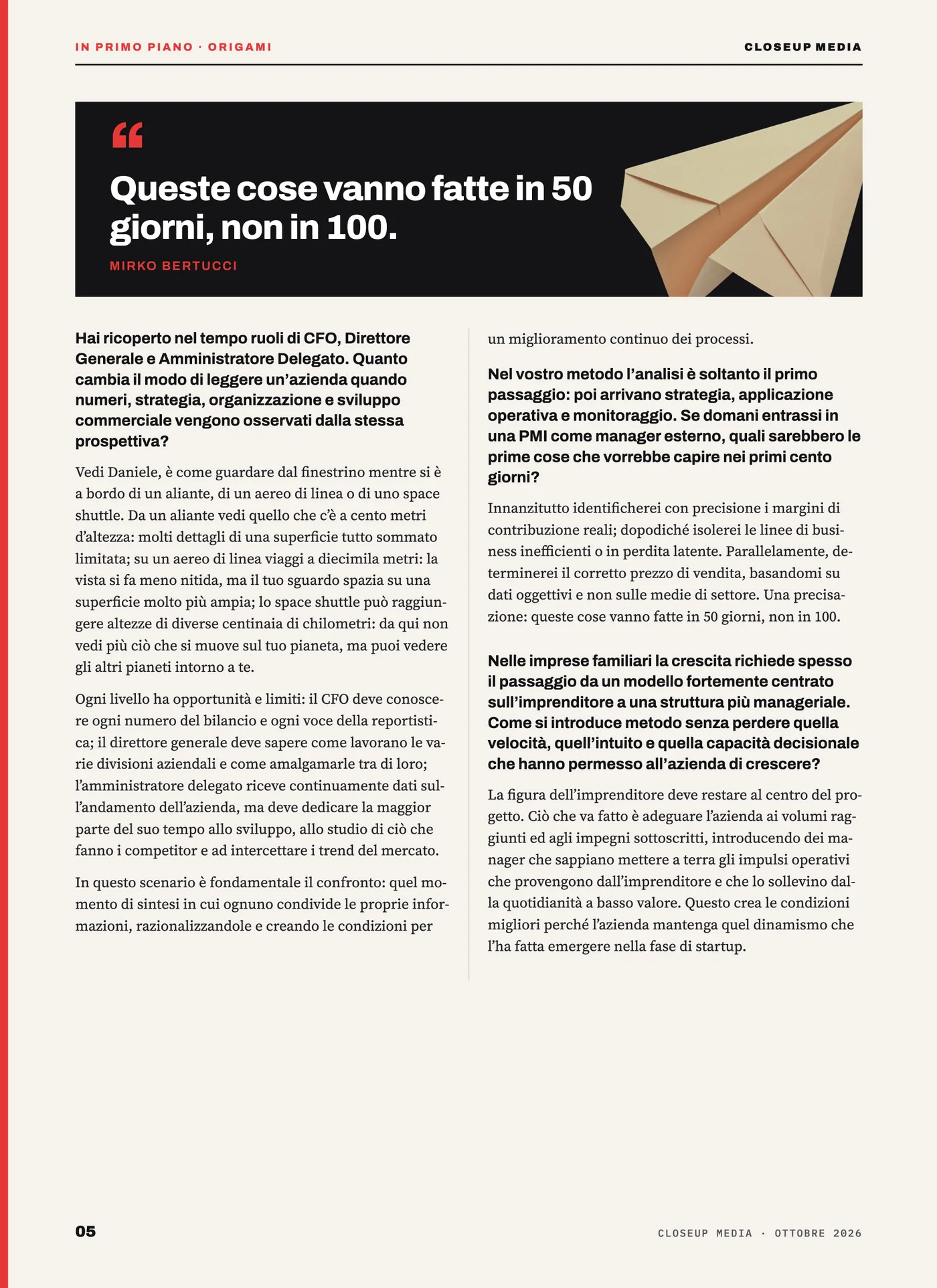 ORIGAMI In Primo Piano Intervista a Mirko Bertucci, pagina 5